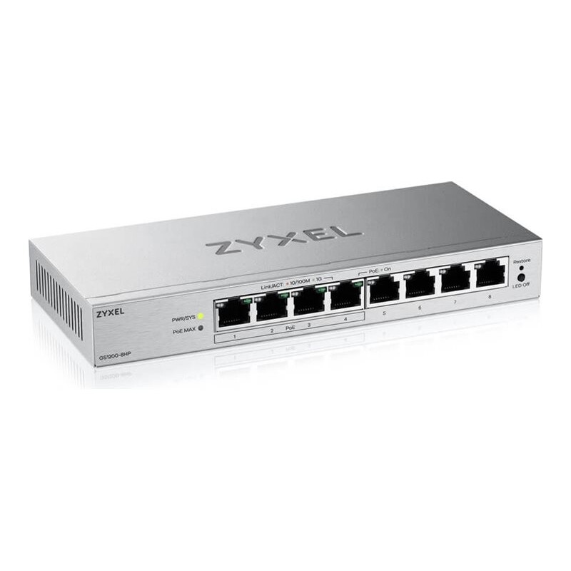 Stikalo (switch) ZyXEL GS1200-8HPv3, 8-port, PoE+