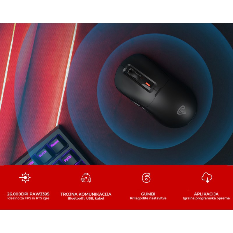Miška Genesis Zircon 660 Pro, črna