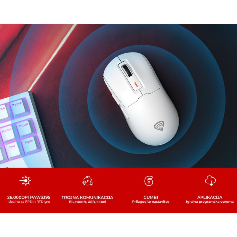 Miška Genesis Zircon 660 Pro, bela