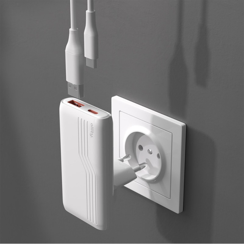 Polnilec ALLITY ATC-02 GaN, 65W, 1x USB-C, 1x USB-A, PD, QC, bel
