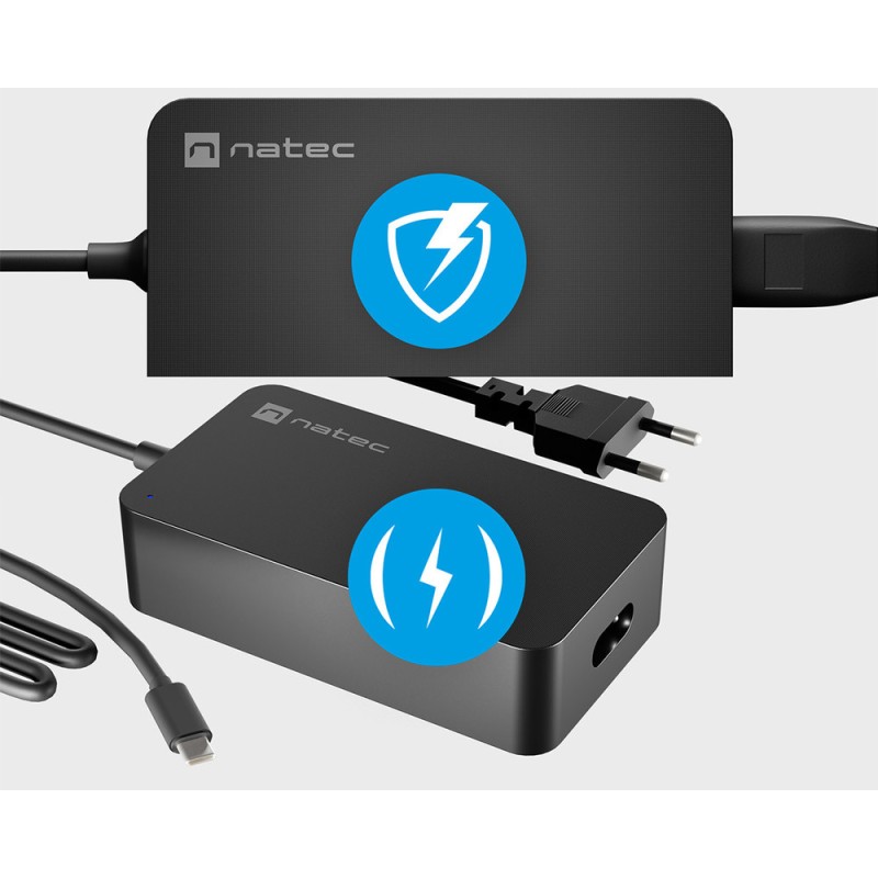 Polnilec Natec GRAYLING GaN 65W, USB-C, PD 3.0, črn