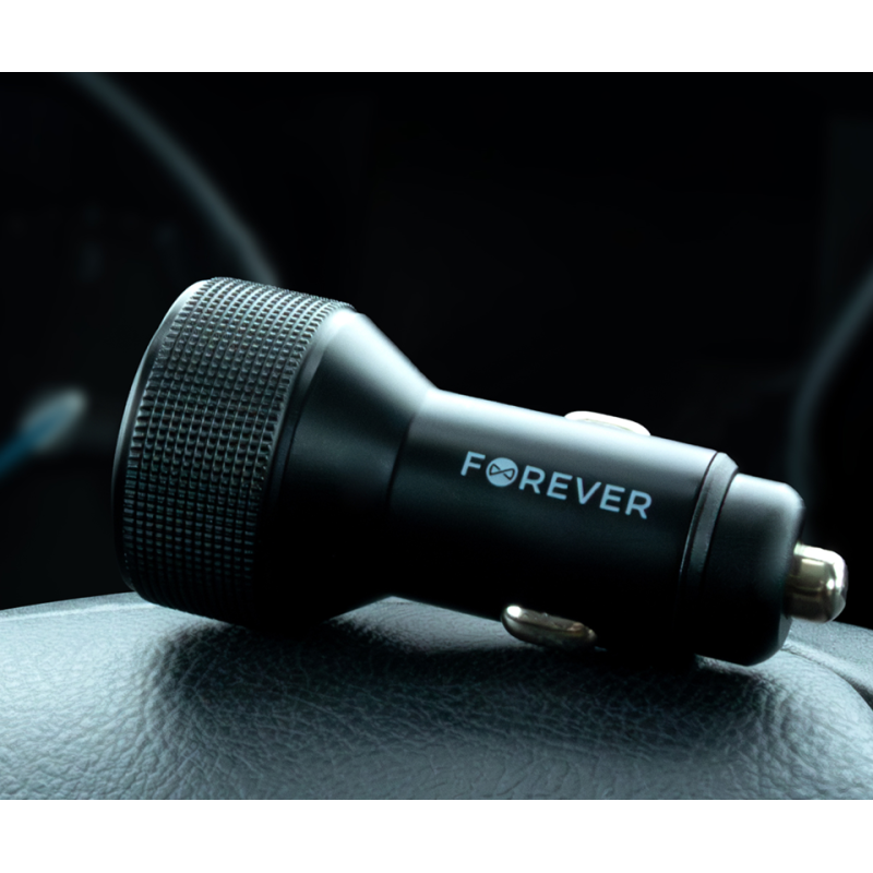 Avto polnilec FOREVER CC-07-66ACC, 66W, 12-24V, 1x USB-A, 2x USB-C, QC, PD, črn