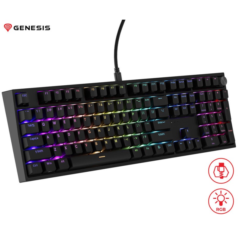Tipkovnica Genesis Thor 404, RGB, Gateron Yellow Pro, črna