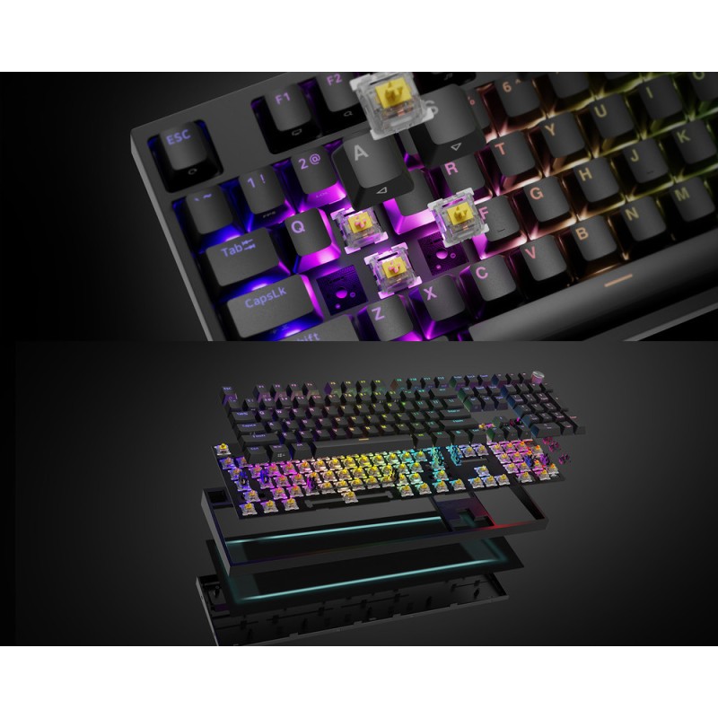Tipkovnica Genesis Thor 404, RGB, Gateron Yellow Pro, črna