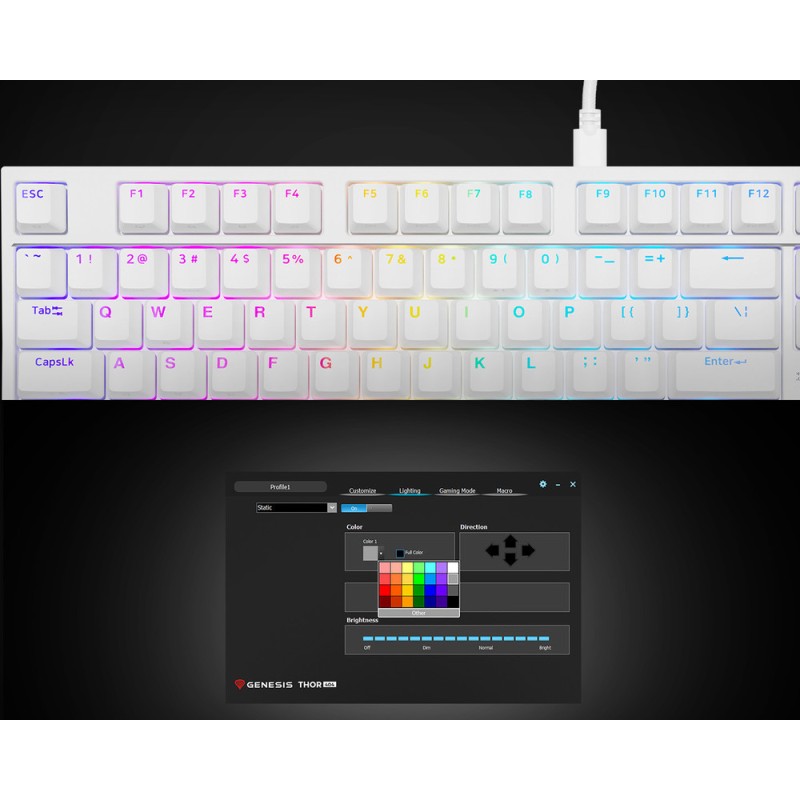 Tipkovnica Genesis Thor 404, RGB, Hot-Swap, Outemu Peach Silent V3, bela