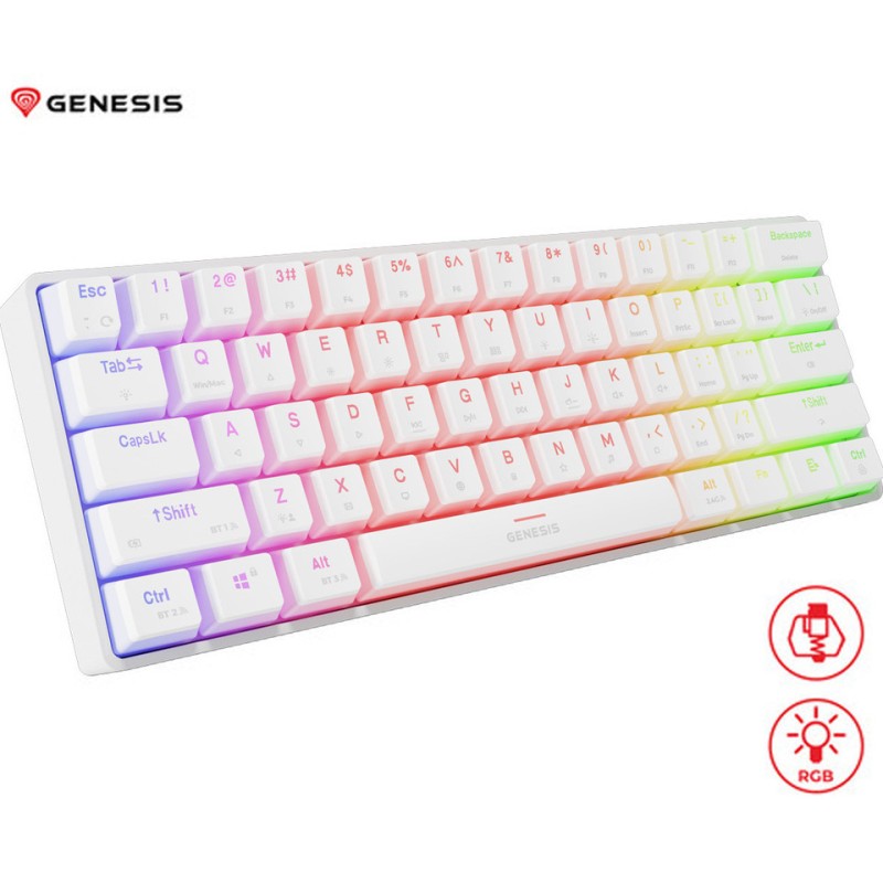 Tipkovnica Genesis Thor 660 G2, RGB, Gateron Brown stikala, bela