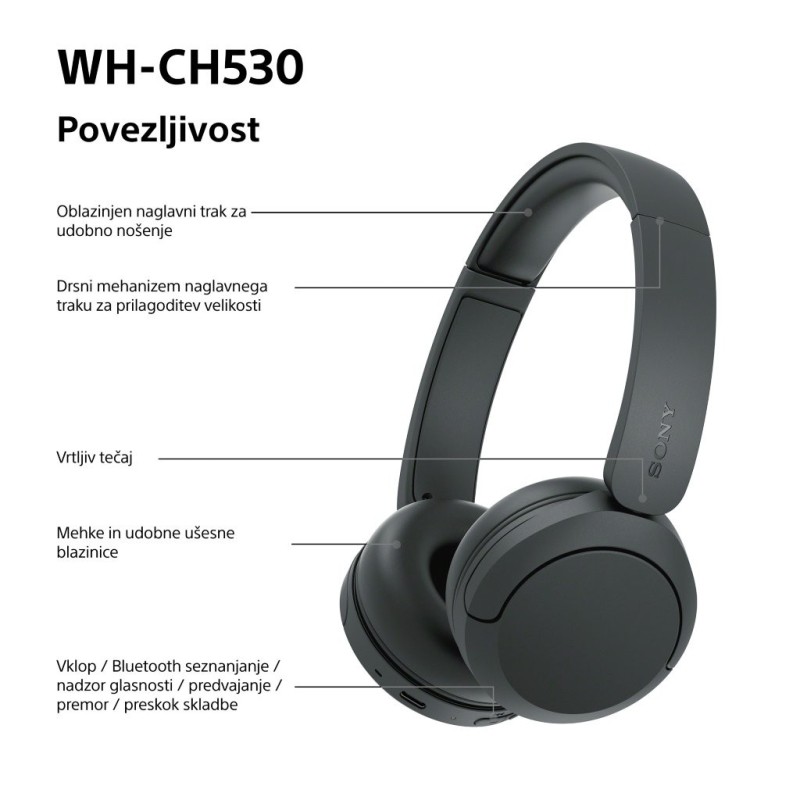 Slušalke Sony WH-CH530, črne