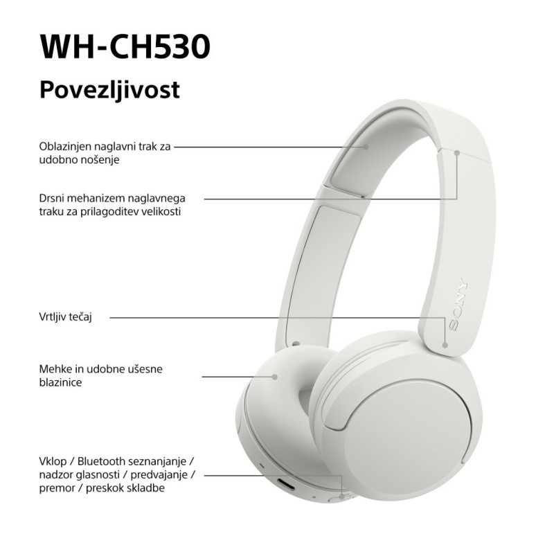 Slušalke Sony WH-CH530, bele