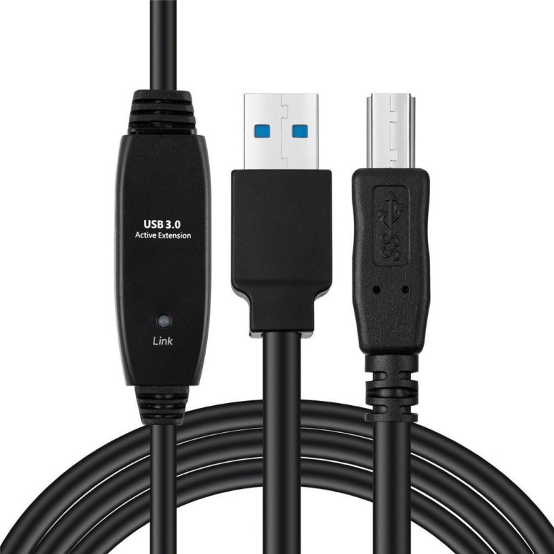 Kabel MicroConnect aktivni USB 3.2 Gen 1 A-B M-M, 10m, črn