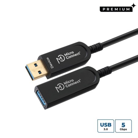 Podaljševalni kabel MicroConnect optični USB A-A 3.0, 5m, črn (M-F)