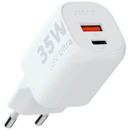 Polnilec Xtorm GaN2 Ultra 35W, USB-C/A, bel