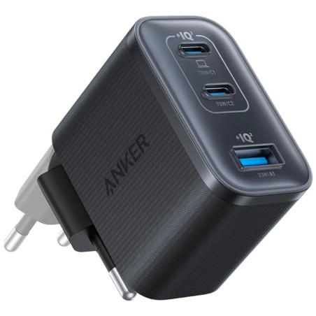 Polnilec Anker Fast Charger 70W, 2x USB-C/A, črn