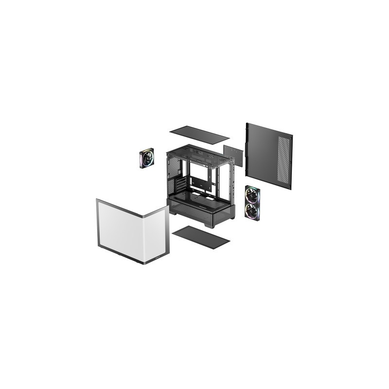 Ohišje DeepCool CG380U 3F, micro-ATX, ARGB, kaljeno steklo, črno