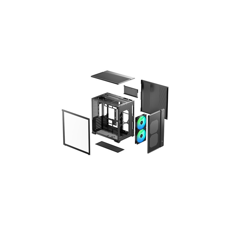Ohišje DeepCool CG590 MESH 2F, ATX, Midi-Tower, kaljeno steklo, črno