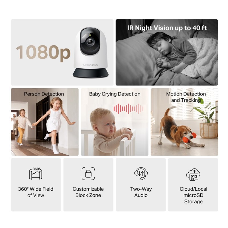 IP kamera MERCUSYS MC200, 2MP, notranja, bela