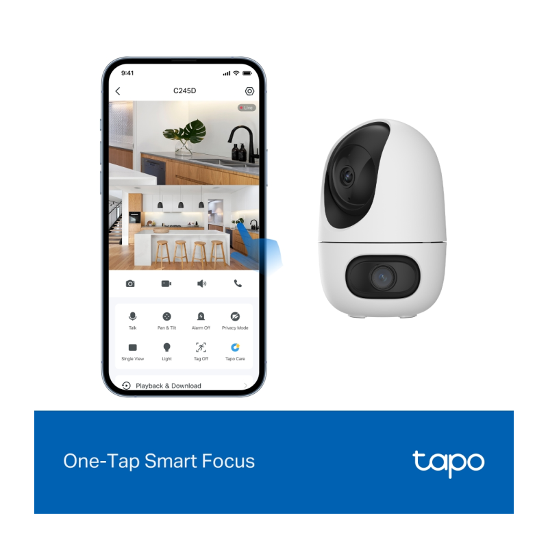 IP kamera TP-Link Tapo C245D Dual Lens, 3MP, notranja, bela