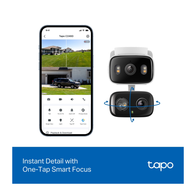 IP kamera TP-Link Tapo C246D Dual Lens, 3MP, notranja/zunanja, bela