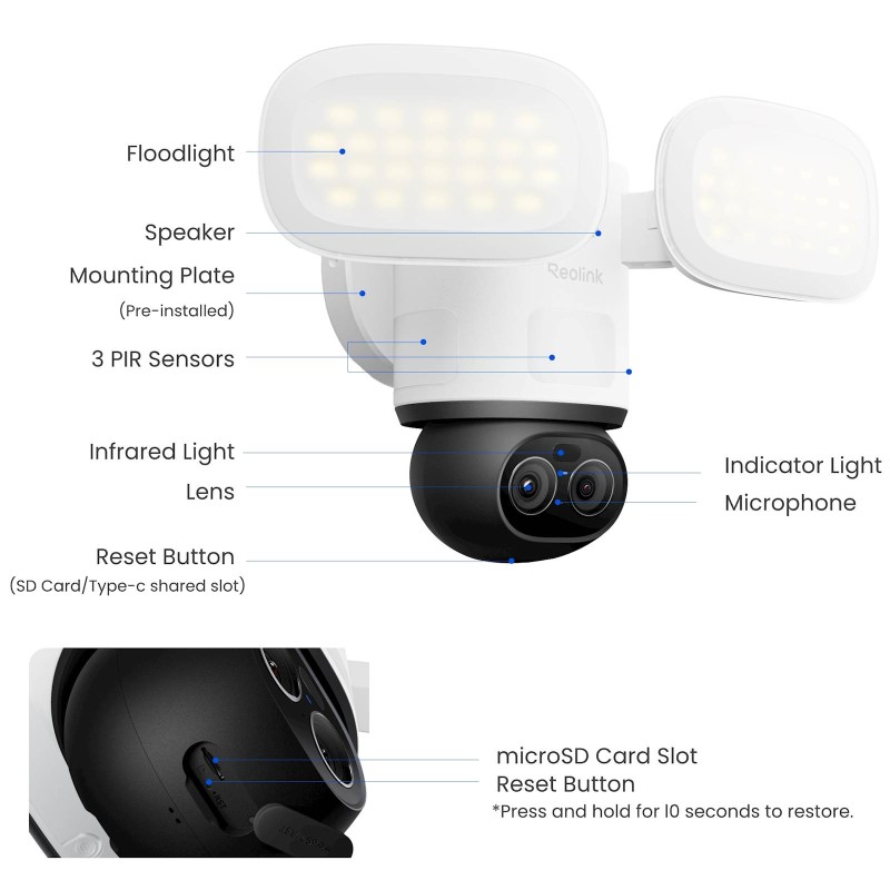 IP kamera Reolink TrackFlex Floodlight F850P, 8MP, zunanja, bela