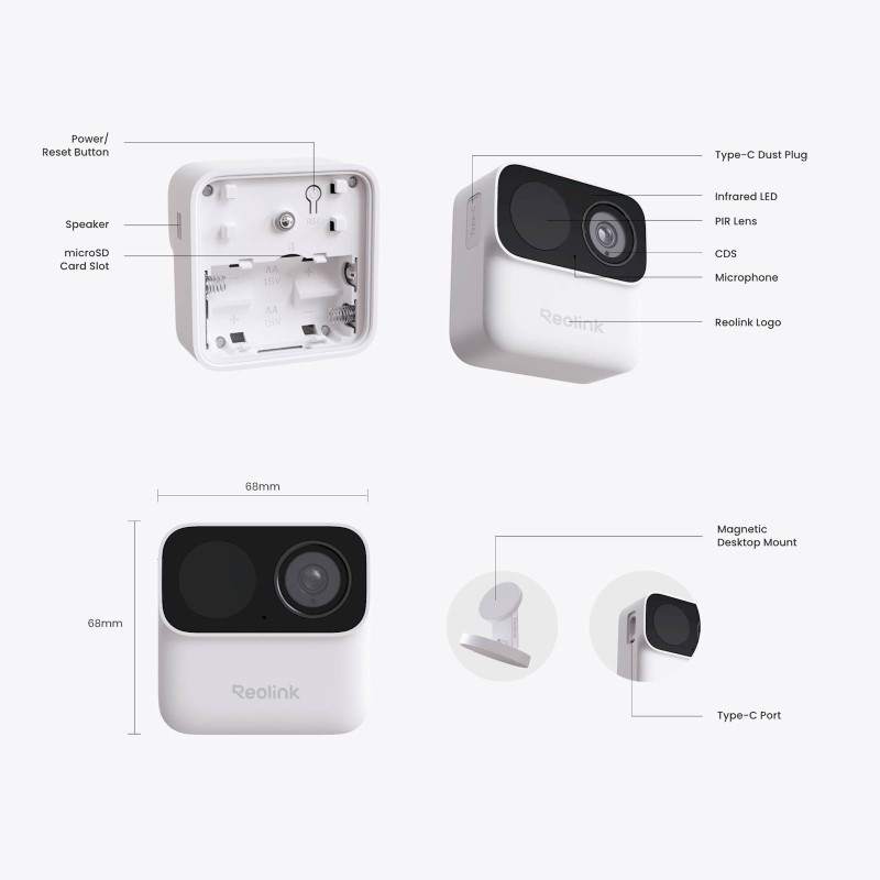 IP kamera Reolink Argus Series B210 MagiCam, notranja/zunanja, baterijska, bela