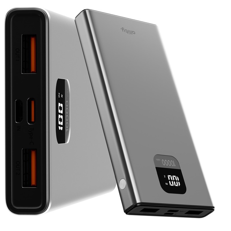 Prenosna baterija Powerbank Allity APB-100, 10.000mAh, PD, QC, siva