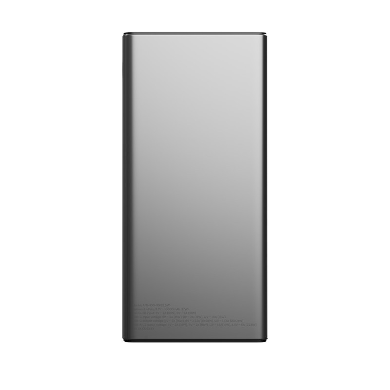 Prenosna baterija Powerbank Allity APB-100, 10.000mAh, PD, QC, siva