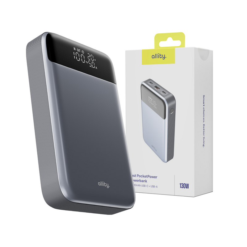 Prenosna baterija Powerbank Allity APB-200, 19.200mAh, PD, QC, siva
