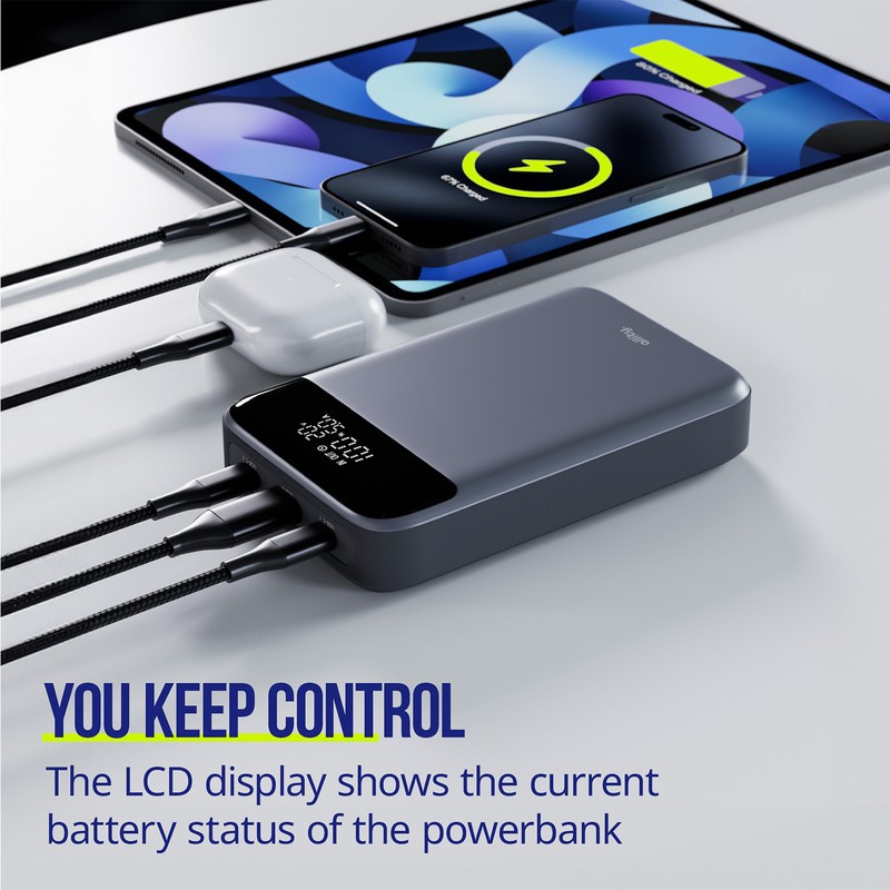Prenosna baterija Powerbank Allity APB-200, 19.200mAh, PD, QC, siva