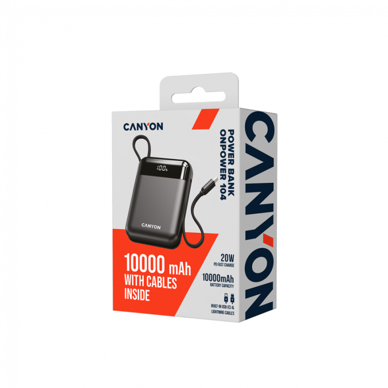 Prenosna baterija Powerbank Canyon OnPower 104, 10000mAh, črn