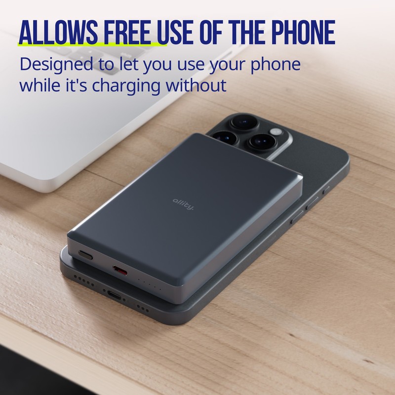 Prenosna baterija Powerbank Allity APB-300, 10.000mAh, MagSafe, PD, QC, siva
