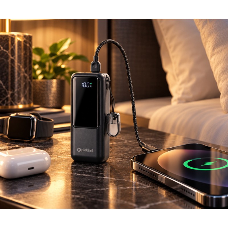 Prenosna baterija Powerbank Platinet PMPB1020P 2V1, 10.000mAh, QC, PD, črna