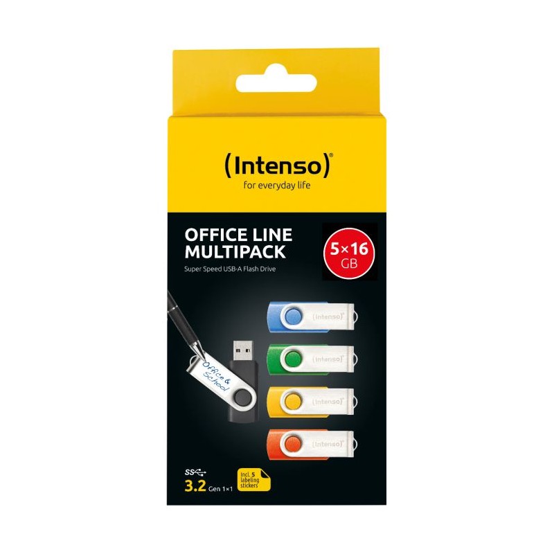 USB kjučki 5x16GB Intenso Office Line, USB 3.2, barvni