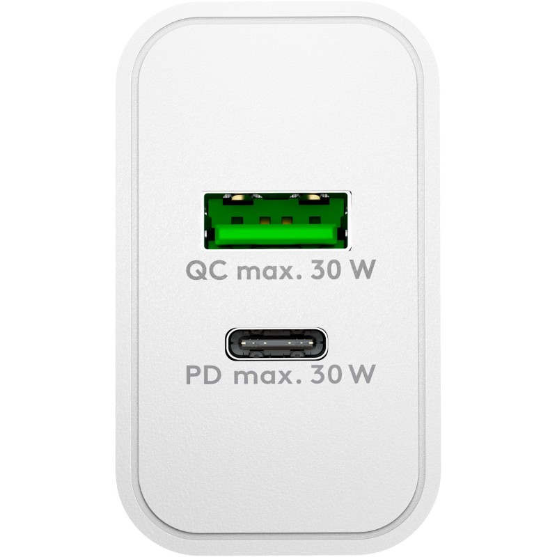 Polnilec Goobay 30W GaN Dual 1x USB-C PD, 1x USB-A QC, bel