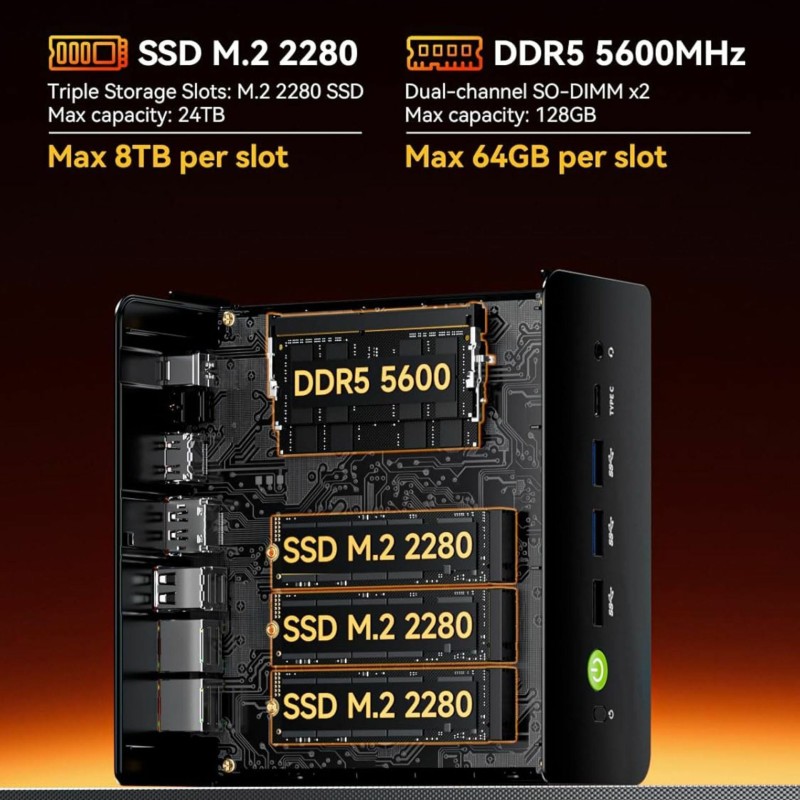 Računalnik Nettop GMKtec K12 R7-H255, 32GB, 1TB, Radeon 780M