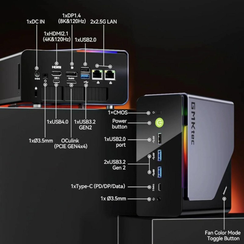 Računalnik Nettop GMKtec K12 R7-H255, 32GB, 1TB, Radeon 780M