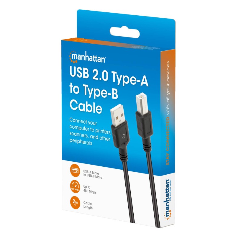 Kabel Manhattan USB 2.0 Type-A na Type-B (M/M), 2m