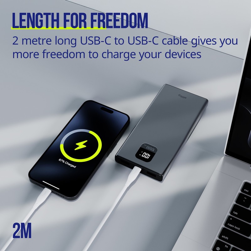 Kabel ALLITY AUC-02 USB-C na USB-C, 60W, silikon, 2m, bel