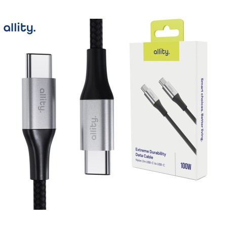 Kabel ALLITY AUC-01 USB-C na USB-C, 100W, najlon, 2m, črn