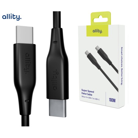Kabel ALLITY AUC-02 USB-C na USB-C, 100W, silikon, 1m, črn