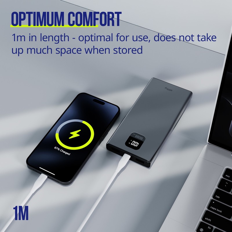 Kabel ALLITY AUC-02 USB-C na USB-C, 100W, silikon, 1m, bel