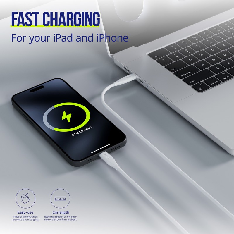 Kabel ALLITY AUC-02 USB-C na USB-C, 100W, silikon, 2m, bel