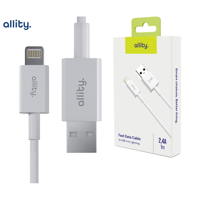 Kabel ALLITY AUC-03 USB-A na Lightning, 60W, 2,4A, TPU/TPE, 1m, bel