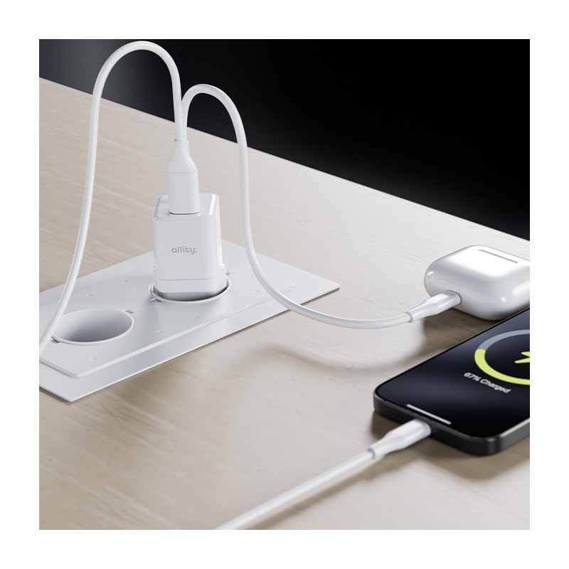 Kabel ALLITY AUC-03 USB-A na Lightning, 60W, 2,4A, TPU/TPE, 1m, bel