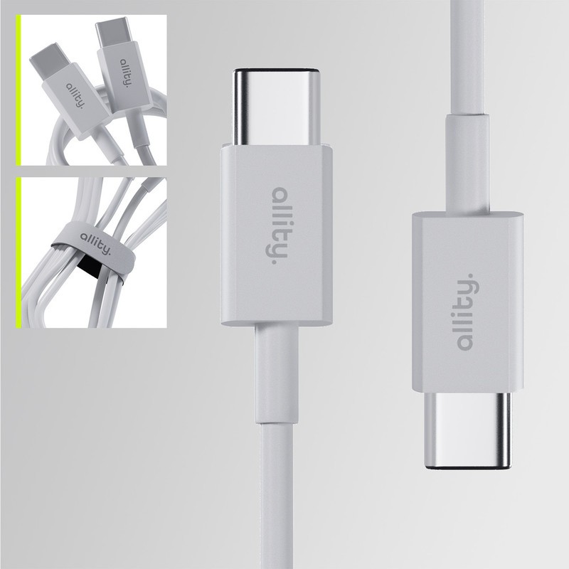 Kabel ALLITY AUC-03 USB-C na USB-C, 100W, TPU/TPE, 1m, bel