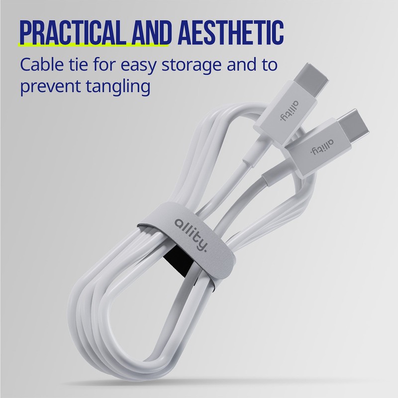 Kabel ALLITY AUC-03 USB-C na USB-C, 100W, TPU/TPE, 1m, bel