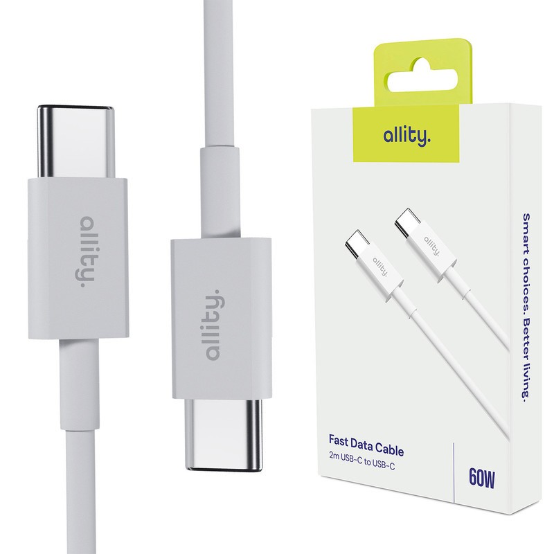 Kabel ALLITY AUC-03 USB-C na USB-C, 60W, TPU/TPE, 2m, bel