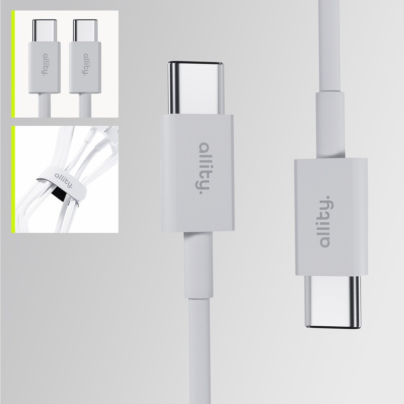Kabel ALLITY AUC-03 USB-C na USB-C, 60W, TPU/TPE, 2m, bel