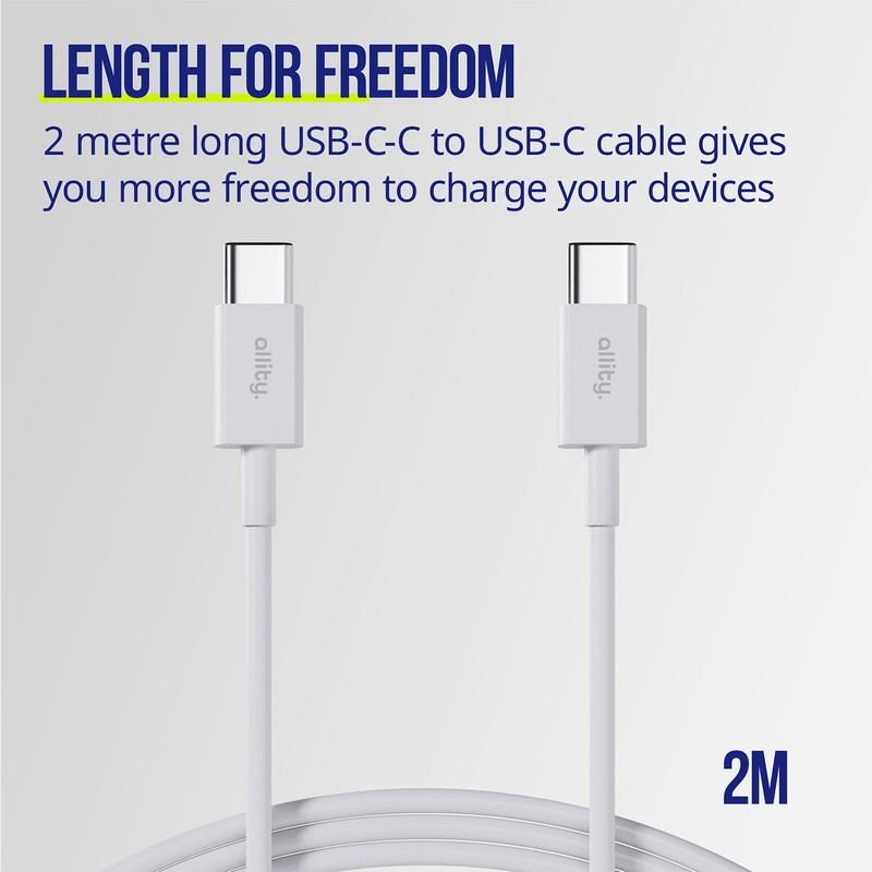 Kabel ALLITY AUC-03 USB-C na USB-C, 60W, TPU/TPE, 2m, bel
