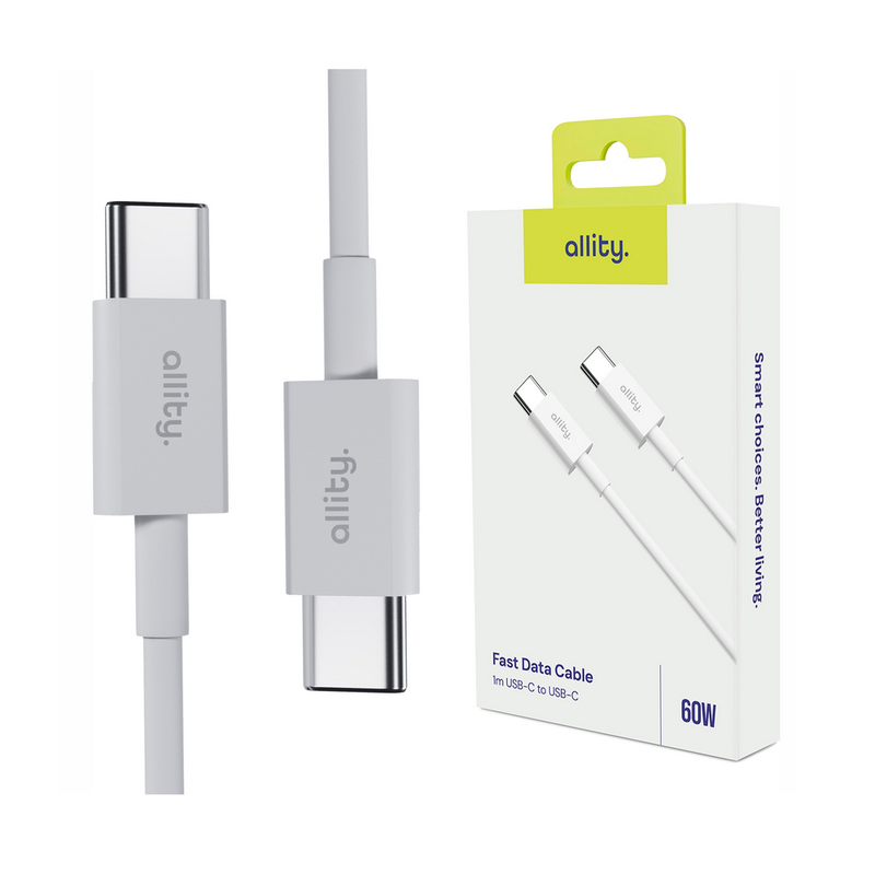 Kabel ALLITY AUC-03 USB-C na USB-C, 60W, TPU/TPE, 1m, bel