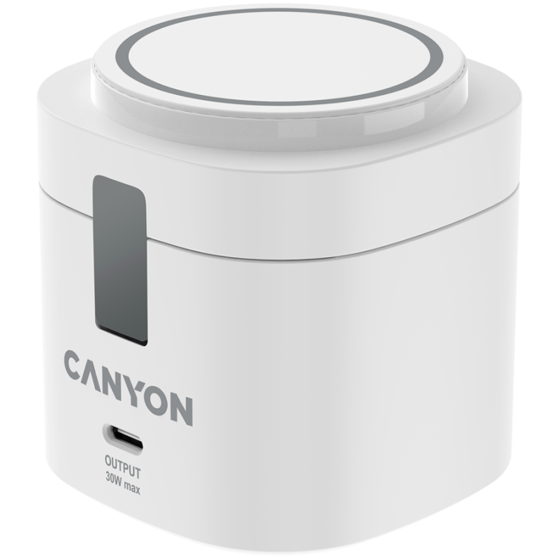 Brezžična polnilna postaja Canyon 4-v-1, 30 W, 65W, kabel 1m, bela
