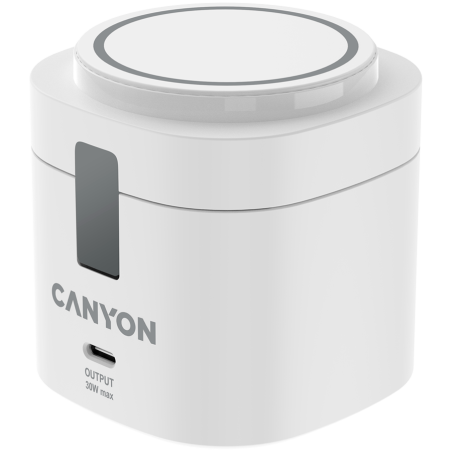 Brezžična polnilna postaja Canyon 4-v-1, 30 W, 65W, kabel 1m, bela